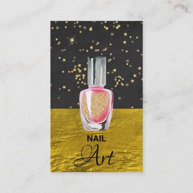 Tarjeta De Visita *~* Purpurina de oro Arte Nail Relieve metalizado  (Anverso)