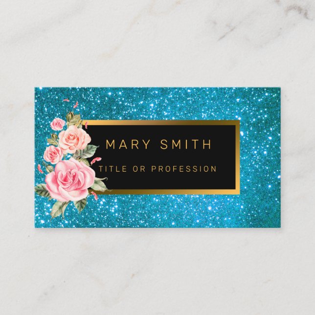 Tarjeta De Visita Purpurina de oro azul más popular de lujo (Anverso)