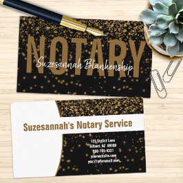 Tarjeta De Visita Purpurina De Oro Brillante En Notario Personalizad