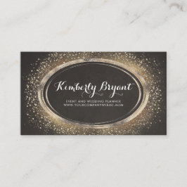 Tarjeta De Visita Purpurina de oro Confetti Glam Marco moderno