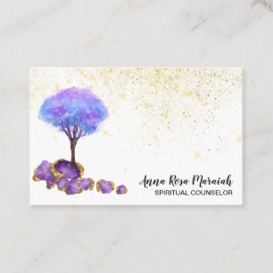 Tarjeta De Visita *~* Purpurina de oro de árbol Amethyst Magical Je