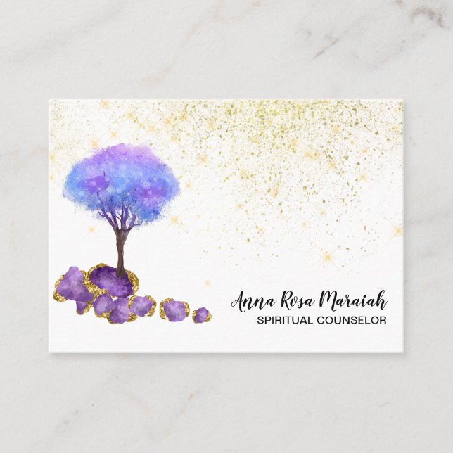 Tarjeta De Visita *~* Purpurina de oro de árbol Ametist Jewels mágic (Anverso)