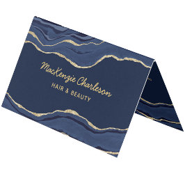 Tarjeta De Visita Purpurina de oro de la Marina Blue Marble Agate Ge