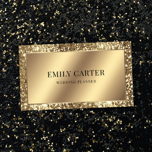 Tarjeta De Visita Purpurina de oro de lujo Faux Metallic código QR e