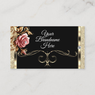 Tarjeta De Visita Purpurina de oro de lujo Rosa de color rosa sobre