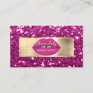 Tarjeta De Visita Purpurina de oro de maquillaje logotipo de código