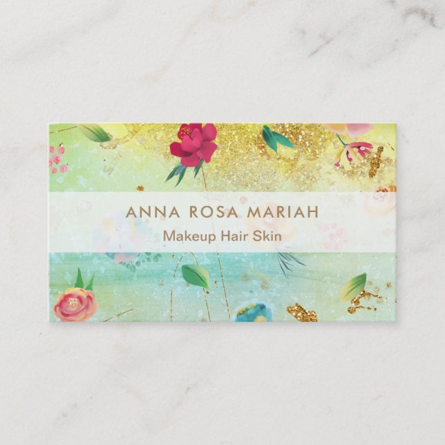 Tarjeta De Visita *~* Purpurina de oro de patrón floral vintage mode (Anverso)