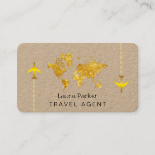 Tarjeta De Visita Purpurina de Oro del Mapa Mundial de Viajes Intern
