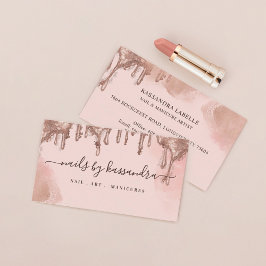 Tarjeta De Visita Purpurina de oro Drin Glam Nail Art Manicure Salon