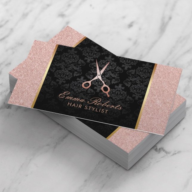 Tarjeta De Visita Purpurina de oro elegante Rosa elegante (Subido por el creador)