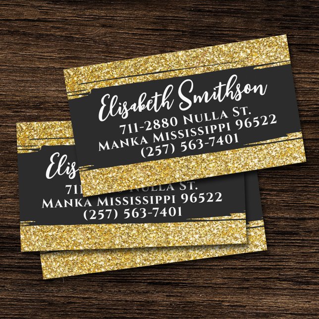 Tarjeta De Visita Purpurina de oro elegante y elegante Personalizado (Subido por el creador)