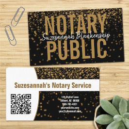 Tarjeta De Visita Purpurina de oro en el Notario de Código QR para P