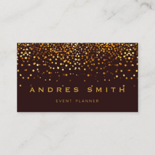Tarjeta De Visita Purpurina de oro Faux Relieve metalizado Confetti