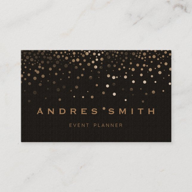 Tarjeta De Visita Purpurina de oro Faux Relieve metalizado Confetti  (Anverso)