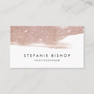 Tarjeta De Visita Purpurina de oro Faux Rosa moderno Esparkle Pincel