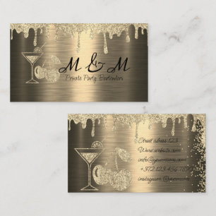 Tarjeta De Visita Purpurina de oro Fiesta privado Bartender