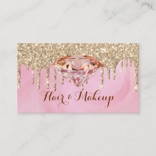Tarjeta De Visita Purpurina de oro glamoroso moderno gotea diamante 