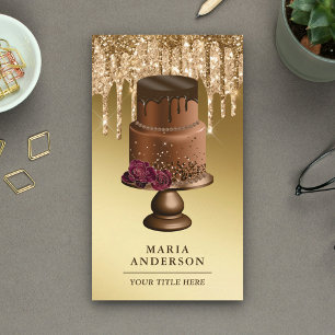 Tarjeta De Visita Purpurina de oro gotea pastelería de chocolate Per