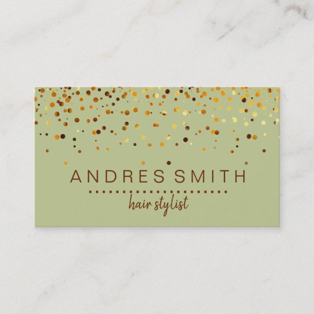 Tarjeta De Visita Purpurina de oro marrón Hair Stylist (Anverso)