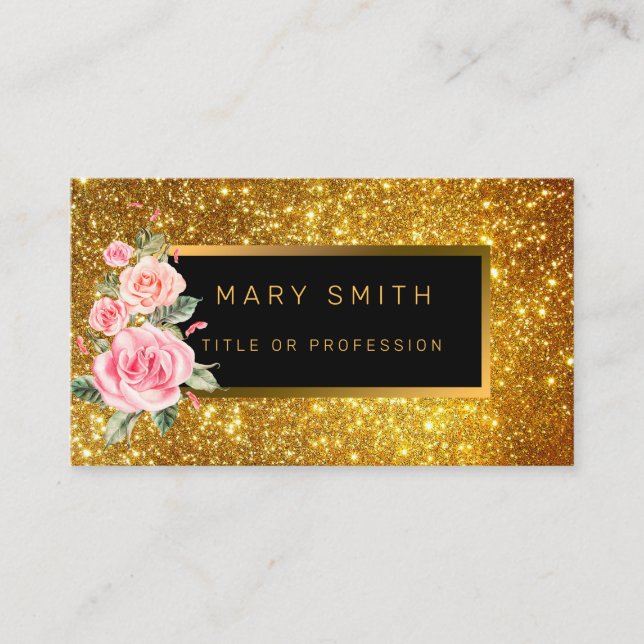 Tarjeta De Visita Purpurina de oro más popular de lujo (Anverso)