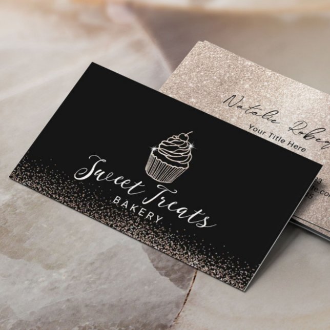 Tarjeta De Visita Purpurina de oro moderno pastelería pastelería dul (Subido por el creador)
