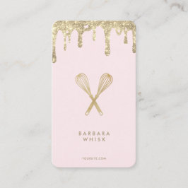 Tarjeta De Visita Purpurina de Oro Moderno Whisk Bakery Pastry
