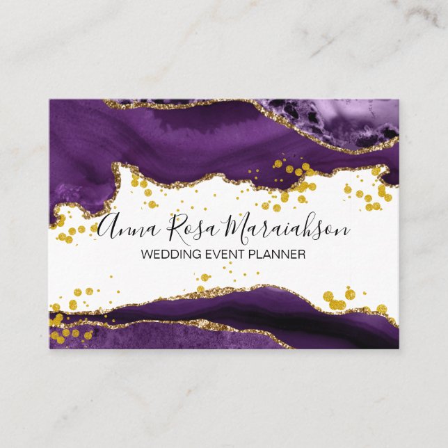 Tarjeta De Visita *~* Purpurina de oro morado elegante moderno (Anverso)