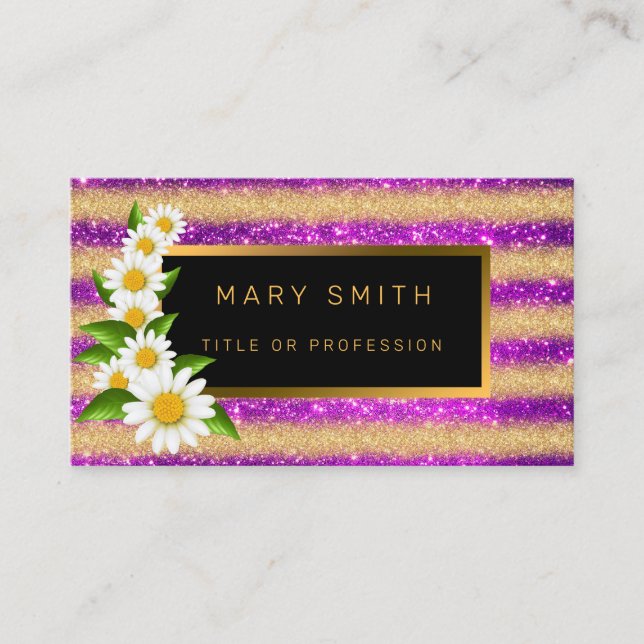 Tarjeta De Visita Purpurina de oro morado más popular de lujo (Anverso)