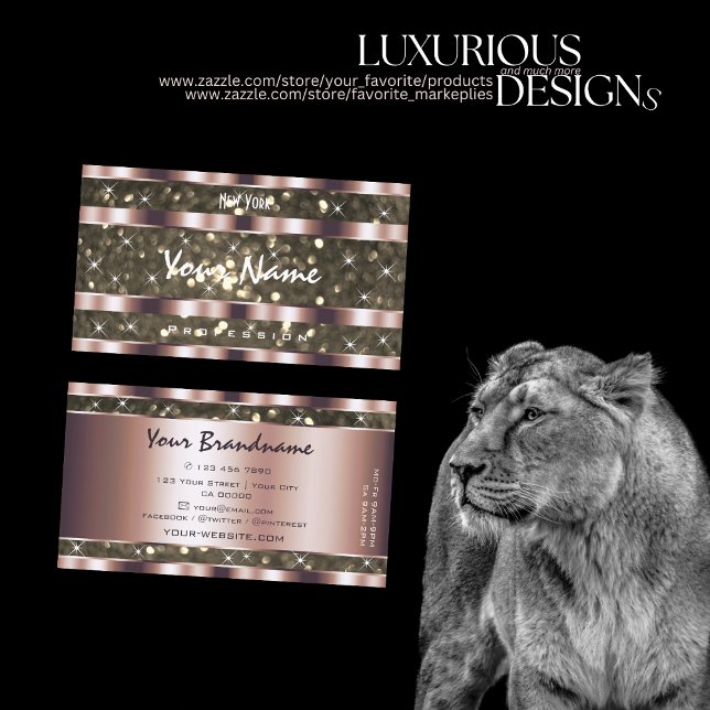 Tarjeta De Visita Purpurina de oro Noble Sparkle Stars Rosa Golden (Subido por el creador)