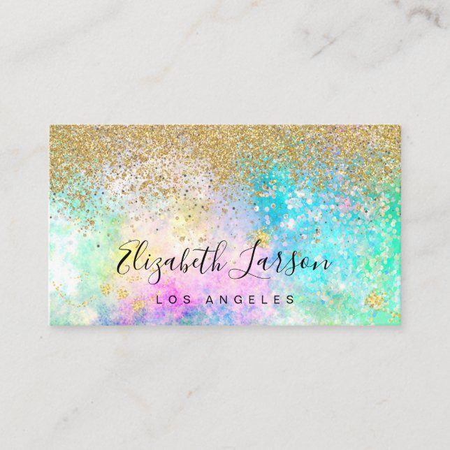 Tarjeta De Visita Purpurina de oro Óptica Artista de Belleza Cabello (Anverso)