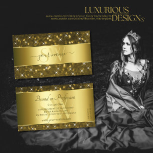 Tarjeta De Visita Purpurina de Oro Oscuro Esparkle Stars Iniciales G