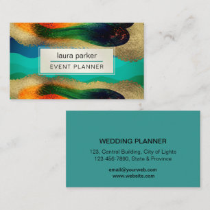 Tarjeta De Visita Purpurina de oro Peacock elegante bus moderno verd