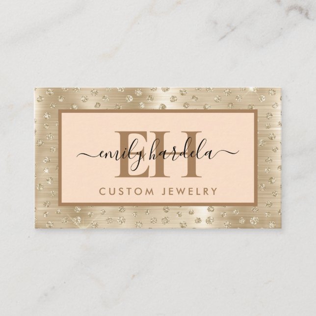 Tarjeta De Visita Purpurina de oro Personalizado Jewelry (Anverso)
