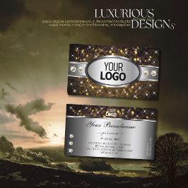 Tarjeta De Visita Purpurina de oro plateado estriba joyas con logoti