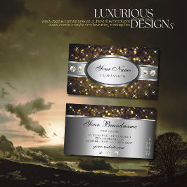 Tarjeta De Visita Purpurina de oro plateado Sparkle Stars Diamonds G