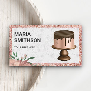 Tarjeta De Visita Purpurina de oro Rosa de chocolate gotea pastelerí