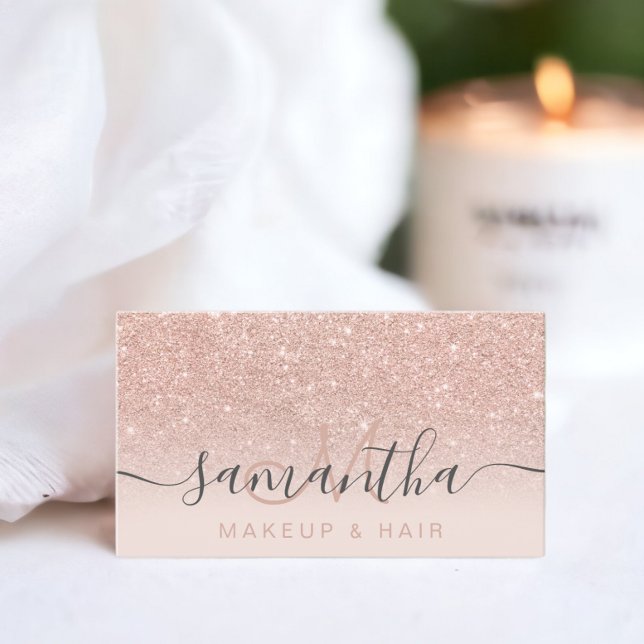 Tarjeta De Visita Purpurina de oro rosa moderno pelo de maquillaje d (Abstract colorful watercolor drops pattern business card)