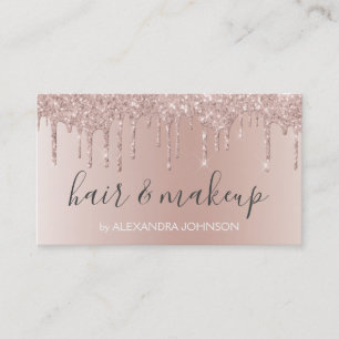 Tarjeta De Visita Purpurina de oro rosa rosa Sparkle Hair Makeup