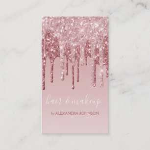 Tarjeta De Visita Purpurina de oro rosa rosa Sparkle Hair Makeup
