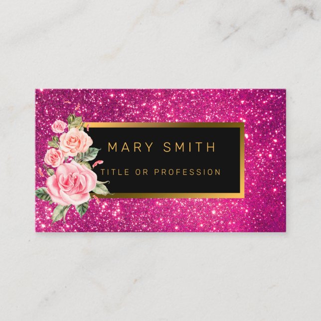 Tarjeta De Visita Purpurina de oro rosado más popular de lujo (Anverso)