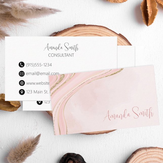 Tarjeta De Visita Purpurina de oro rosado moderno (Pink and gold business cards)