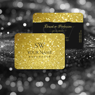 Tarjeta De Visita Purpurina de oro Shimmery Estrellas y Monograma