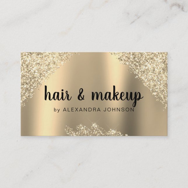 Tarjeta De Visita Purpurina de oro Sparkle Hair Makeup (Anverso)