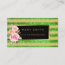 Tarjeta De Visita Purpurina de oro verde más popular de lujo