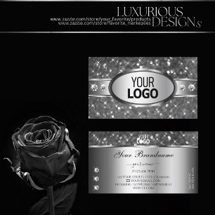 Tarjeta De Visita Purpurina de plata de moda Sparkle Diamonds Logoti