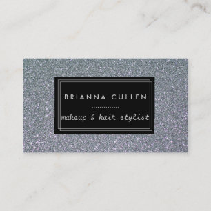 Tarjeta De Visita Purpurina de plata enrrollado del estilista del