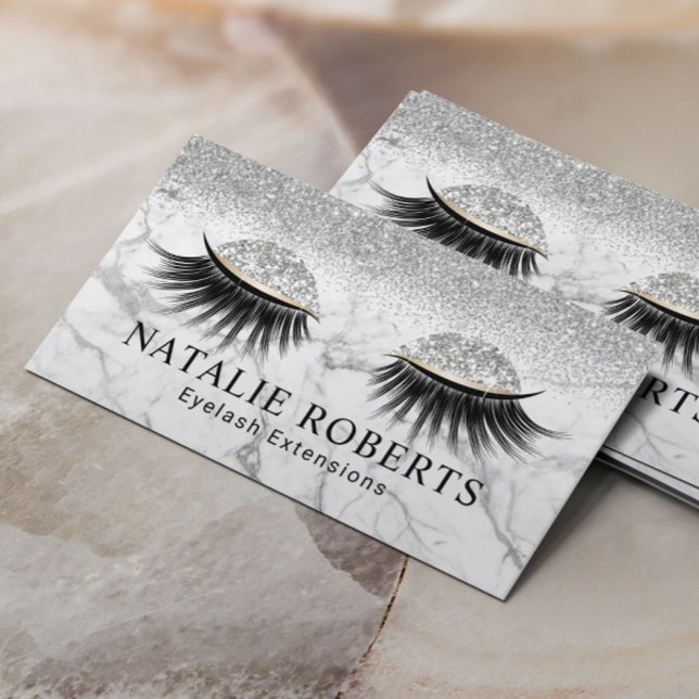 Tarjeta De Visita Purpurina de plata Eyelash Artista de maquillaje d (Subido por el creador)