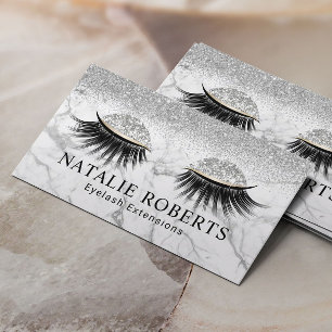 Tarjeta De Visita Purpurina de plata Eyelash Artista moderno de maqu