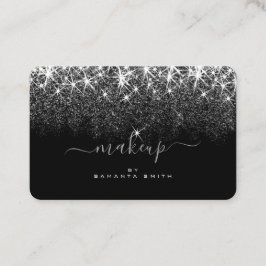 Tarjeta De Visita Purpurina de plata luminosa de moda estrena artist