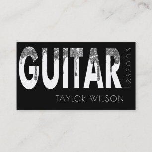 Tarjeta De Visita purpurina de plata tira a profesor de guitarra